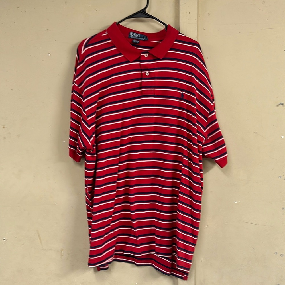 Men’s red striped polo shirt, extra extra large